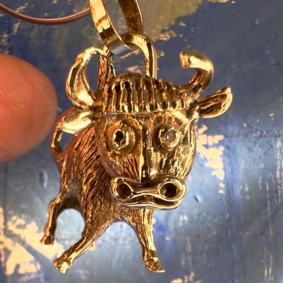 Jewelry - 14k Diamond Bull Pendant